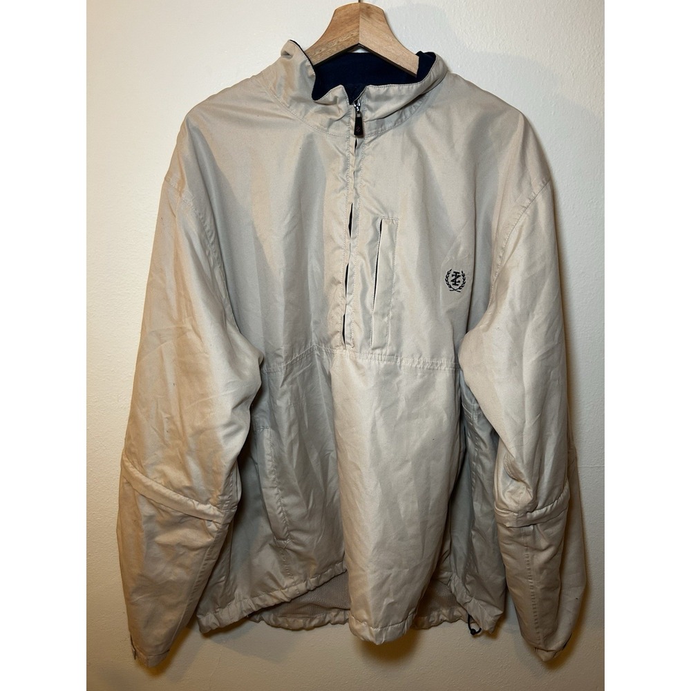 IZOD Men's Beige Pullover Golf‎  Windbreaker Jacket  Size Medium 1/4 Zip